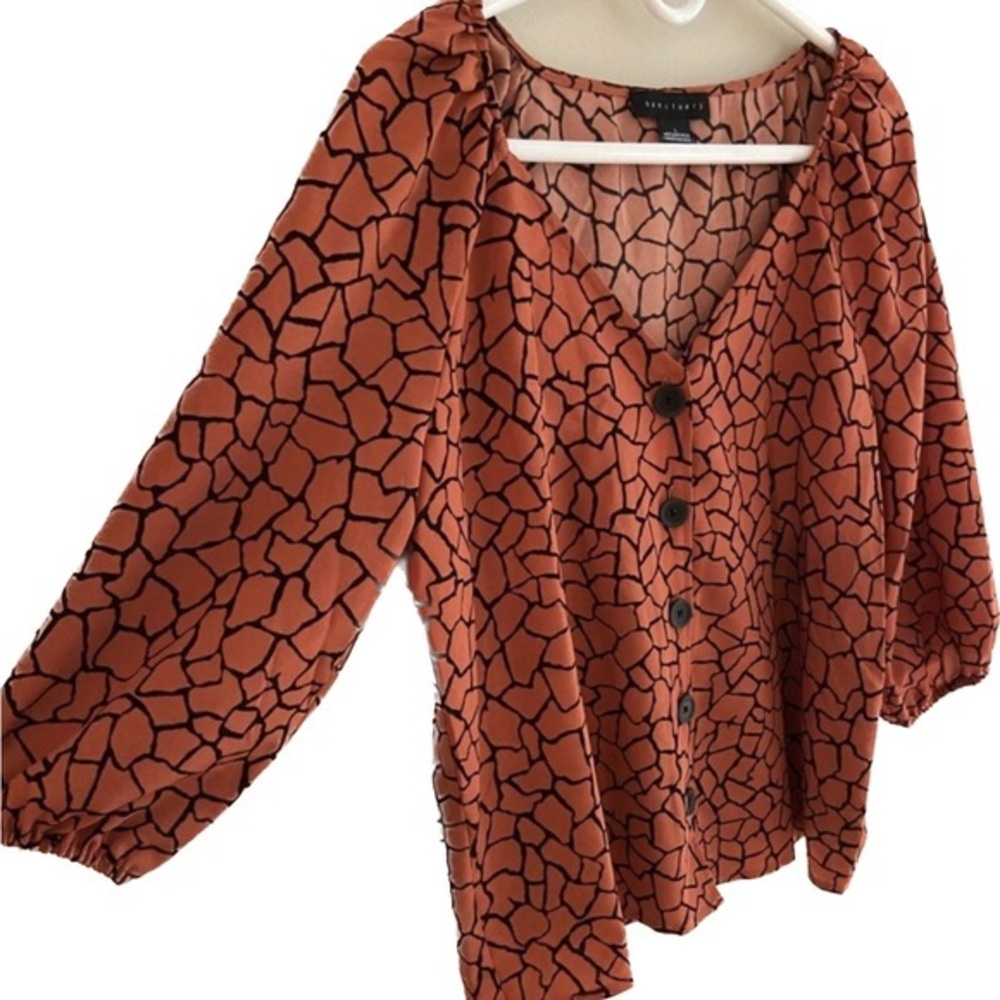 SANCTUARY ANTHROPOLOGIE rust & black button down top Size M New w/o tags